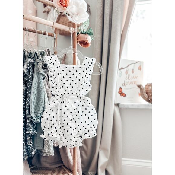New Gauzy Muslin Polka dot Romper Playsuit 2T - Picture 1 of 3